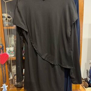 Black Asymmetrical Long Sleeve Top